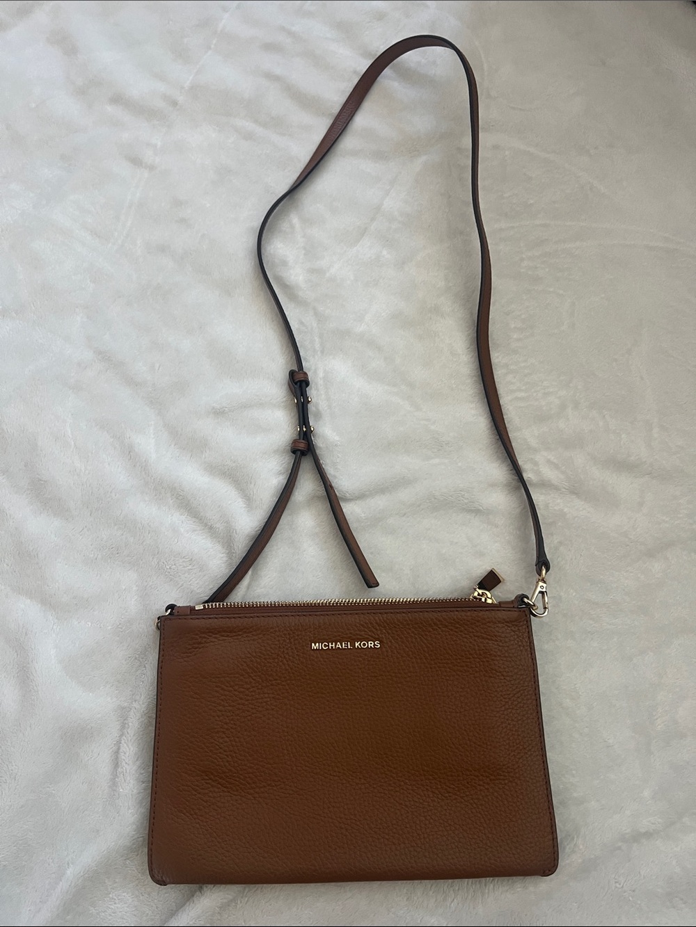 Michael Kors Chestnut Brown Leather Messenger Crossbody
